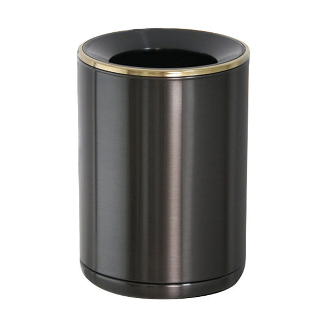 Trash can stainless steel uncovered double-layer creative household living room, bedroom, bathroom and toilet light luxury simple storage barrel