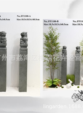 门山水庭院装饰四神兽拴马柱狮子麒麟日式当柱子大门门柱雕像