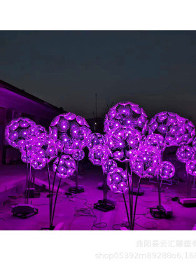 热销装饰不锈钢蒲公英雕塑园林小区广场发光铁艺摆件创意景观美陈