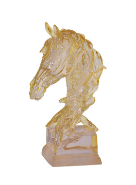 北欧别墅树脂蓝色马头摆件现代酒店样板房轻奢餐厅展厅玄关装饰品