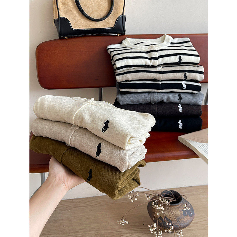 韩系软糯小马刺绣毛开衫女春条纹休闲百,淘宝优惠券,粉丝福利购,淘宝优惠卷