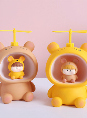 呆呆小咖熊搞怪可爱小灯创意生日新年礼品学生书桌装饰品卡通摆件