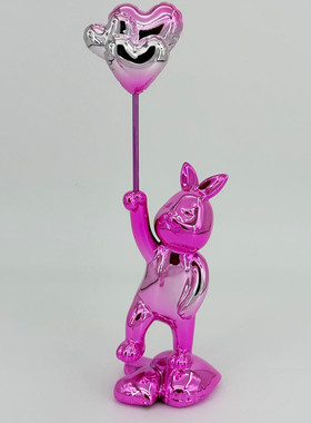 欧式创意爱心兔气球兔树脂摆件家居创意电镀电视柜摆件家居装饰
