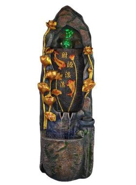 假山流水工艺品鲤鱼戏莲图鱼福意境微景观山水摆件现代家居装饰品