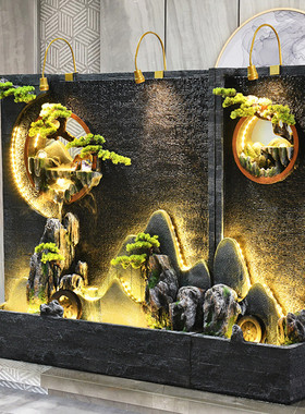 热销大型假山水幕墙景观屏风流水酒店办公室隔断庭院鱼池流水造景