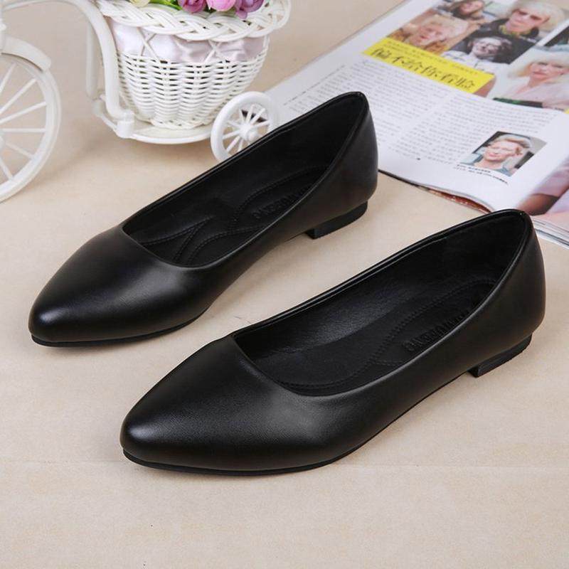 春秋平底鞋女2023尖头浅口职业工作单鞋绒面平跟百搭黑色女鞋,淘宝优惠券,粉丝福利购,淘宝优惠卷
