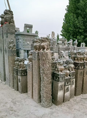 热销仿古拴马桩十二生肖做旧栓马柱园林酒店小区别墅狮子大象青石