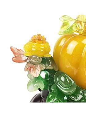 热销树脂仿玉财富丰收南瓜办公创意家居客厅装饰开业送礼金蟾摆件