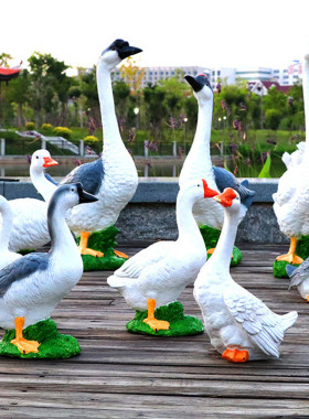 仿庭院户外真大白鹅摆件园林景观草坪装饰小品动物玻璃钢雕塑