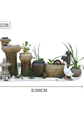 田园花园庭院户外露台假山流水喷泉鱼池水池装饰阳台鱼缸造景摆件