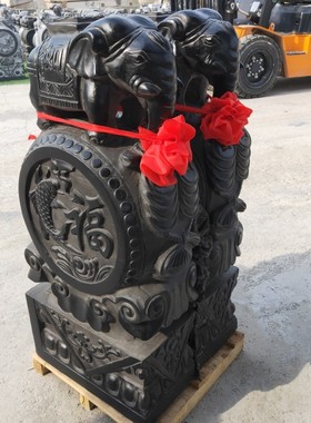 青石石墩门墩抱鼓石狮子貔貅小象麒麟一对石鼓石雕装饰门口摆件