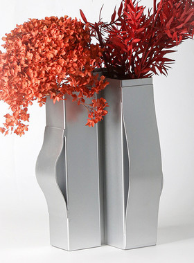 热销现代简约艺术金属花器售楼处样板房间摆件客厅餐厅轻奢花瓶装