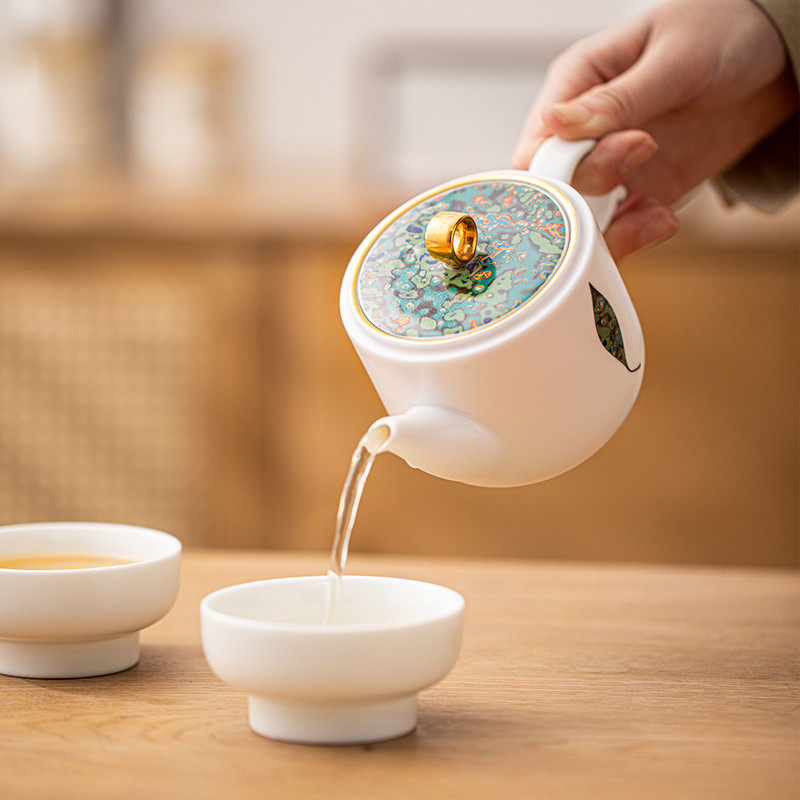 Xiangyu Yueyin travel kung fu tea set small set household teapot ceramic tea cup tea can outdoor portable tea set