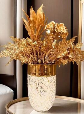热销婚庆欧式创意简约电镀金色陶瓷花瓶酒店摆件跨境家居工艺品