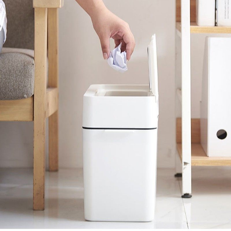 密封日式夹缝垃圾桶防臭防水有盖厕所用垃圾桶按压式窄边卫生桶,淘宝优惠券,粉丝福利购,淘宝优惠卷