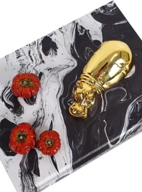 热销现代意动物极简金色河马式摆件茶室书房桌面家居装饰品艺术摆