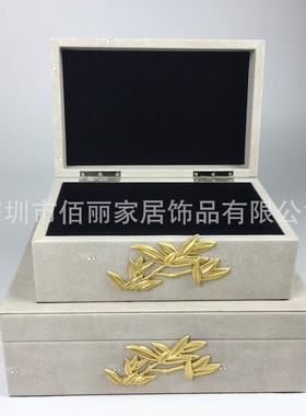 热销现代饰品收纳盒新中式样板房客厅摆件摆设首饰盒金属