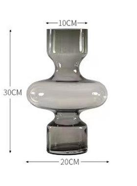 北欧ins风简约圆葫芦玻璃花瓶 透明水样装饰摆件绿色大号创意插花