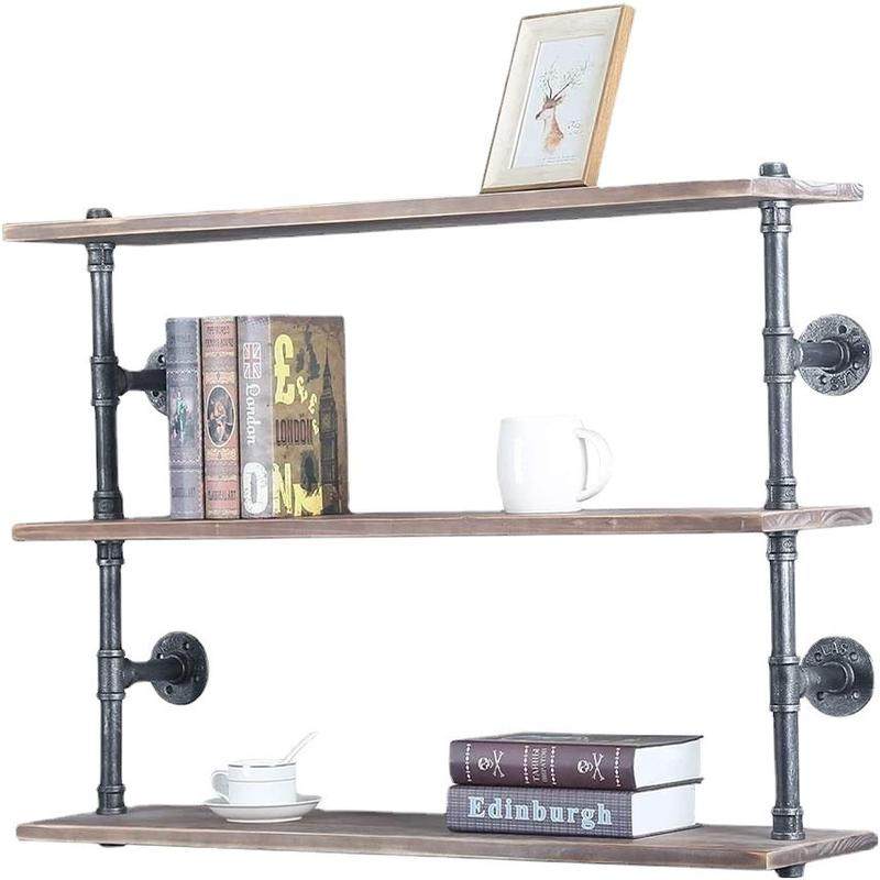 热销美式工业风壁挂架3层实木书架多层置物架单元书架铁艺壁挂架,淘宝优惠券,粉丝福利购,淘宝优惠卷