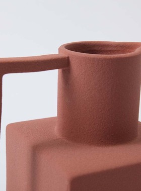 热销中式仿古方形简约提壶状陶瓷花瓶样板间纯色水培真花花插磨砂