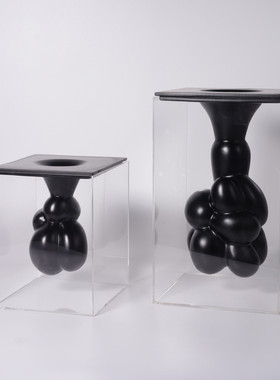 热销新款现代轻奢亚克力罩悬浮云朵结绳线条花器摆件几何极简饰品