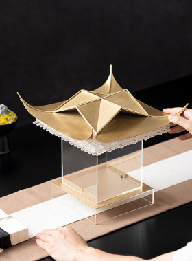 热销现代新中式亚克力徽派宝塔摆件样板间玄关客厅轻奢博古架软装