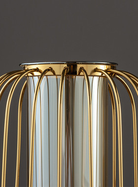 热销金属轻奢创意几何欧式灯笼花瓶桌面摆件插花仿真花客厅玄关装