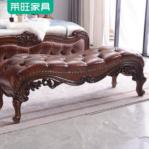 热销欧式实木床1.8米双人床主卧超纤皮婚床现代简约宫廷大床简欧 - 图0