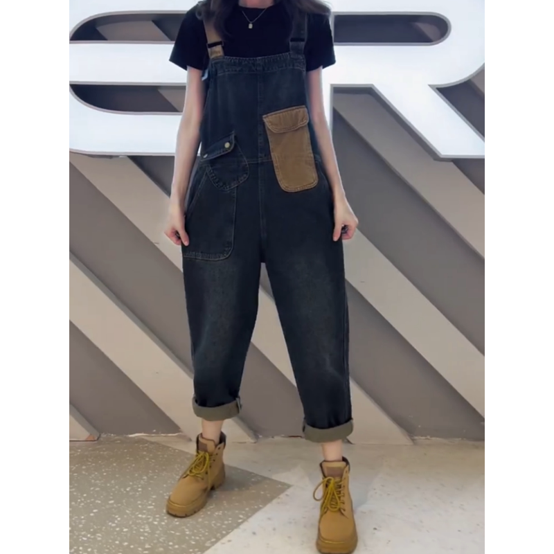 梨形身材大码牛仔背带女2024秋季新款宽松显瘦八分裤,淘宝优惠券,粉丝福利购,淘宝优惠卷