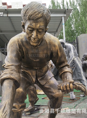 热销现货景观仿铜人物农民插秧耕种雕塑户外文化小品玻璃钢装饰摆