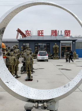 大型不锈钢广场镜面拉丝发光月亮圆环编织镂空球校园雕塑金属摆件