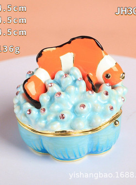 2023家居金属珐琅首饰盒七宝烧手工艺品网红轻奢可爱新品桌面摆件