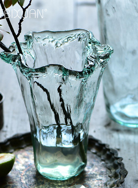 碧轩吕林霞西班牙风格玻璃花瓶居家客厅装饰品水培透明插花花瓶