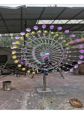 热销风动雕塑灯户外城市景观灯游乐风动风车不锈钢风动力雕塑广场