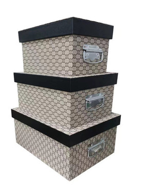 热销收纳盒印花皮质大容量收纳盒家用储物整理箱汽车后备箱衣帽间