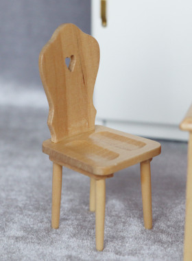 热销新1:12娃娃屋dollhouse迷你家具模型件套餐厅橡木原木色桌椅5