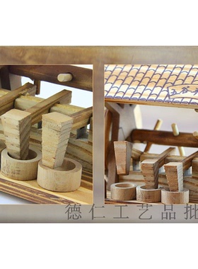 木质农具模型木头打米机送礼礼品景区超市销售木制工艺品家居摆件