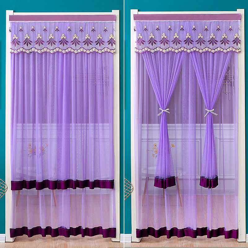 双层门帘蕾丝防蚊纱帘卧室房间隔断帘夏天新款免打孔纱窗遮挡帘子,淘宝优惠券,粉丝福利购,淘宝优惠卷