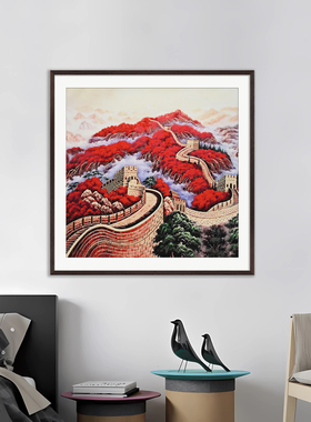 铜雕画万里长城师傅手工錾刻客厅画走廊画书房挂画装饰画铜漆