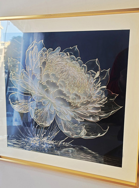 好运连连禅意睡莲铜雕刻装饰画手工錾刻铜板画新中式挂画