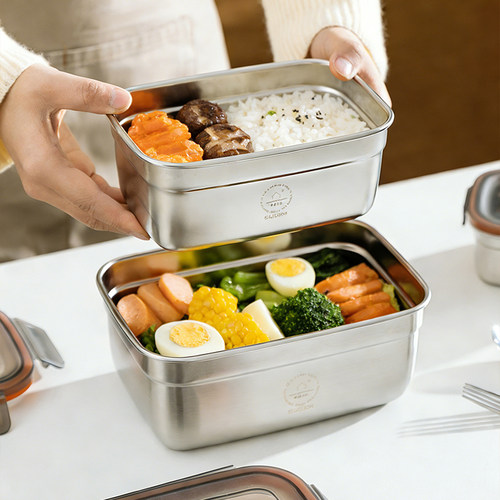摩登主妇316L食品级不锈钢饭盒便携外出餐盒304水果便当盒保鲜盒 - 图0