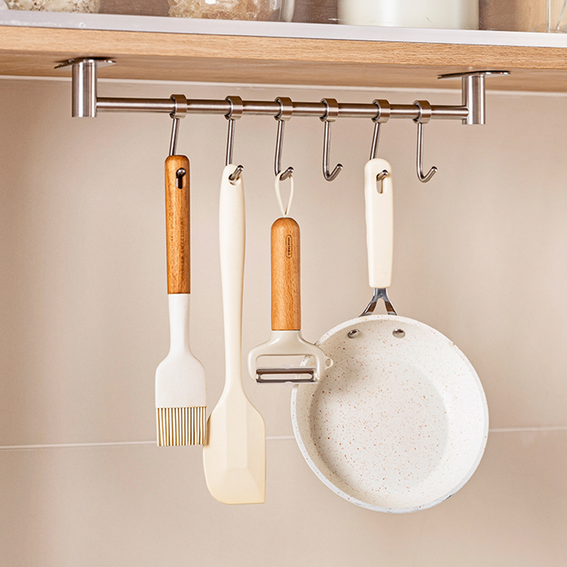 摩登主妇304不锈钢厨房置物架锅铲子勺子挂架挂杆免打孔收纳挂钩 - 图2
