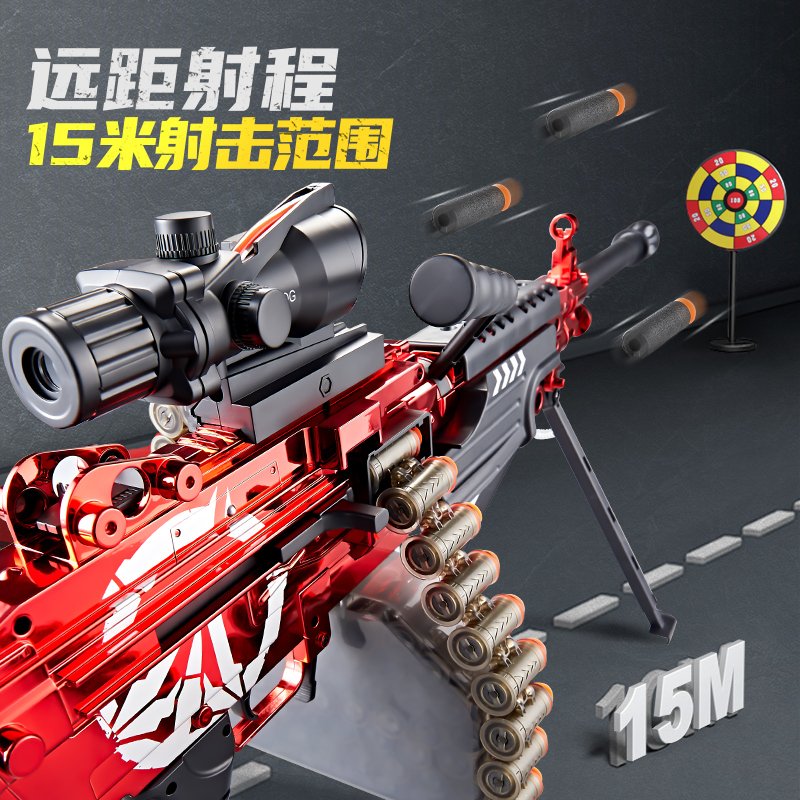 m249轻机枪儿童玩具枪男孩软弹枪连发机关枪菠萝大仿真高级黑科技-图1