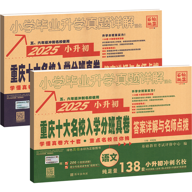 2025年重庆小升初真题卷重点十大名校招生真卷语文数学人教版小升初系统总复习初一分班考试卷小学毕业升学真题必上册刷题复习资料