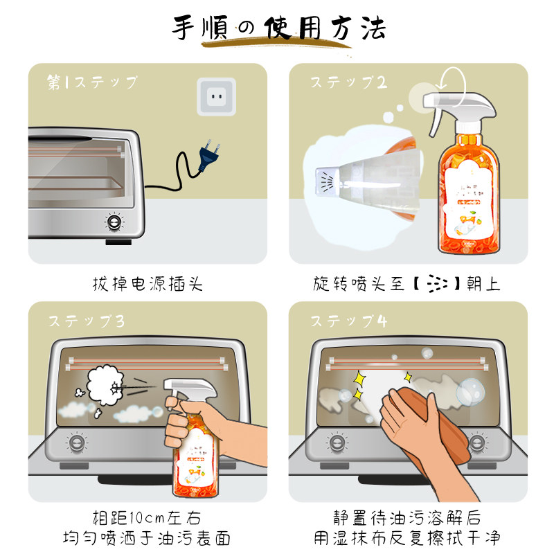 烤箱清洁去神器微波炉内部强力重油 吉屋油污清洁剂