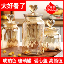 Color glass Seal tank Caring glass bottles Home snacks Candy Jar Kitchen Food Groceries Storage Jar Sauerkraut