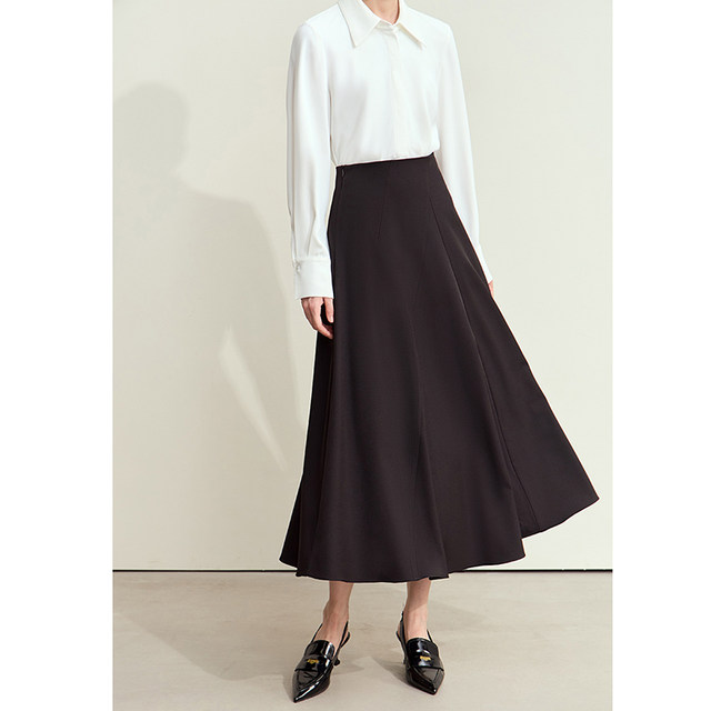 Amii2025 new summer style elegant Hepburn style advanced commuting geometric segmented skirt women's loose A-line skirt