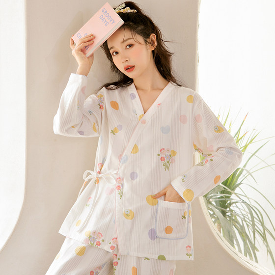 Confinement clothes pure cotton gauze summer maternity nursing clothes
