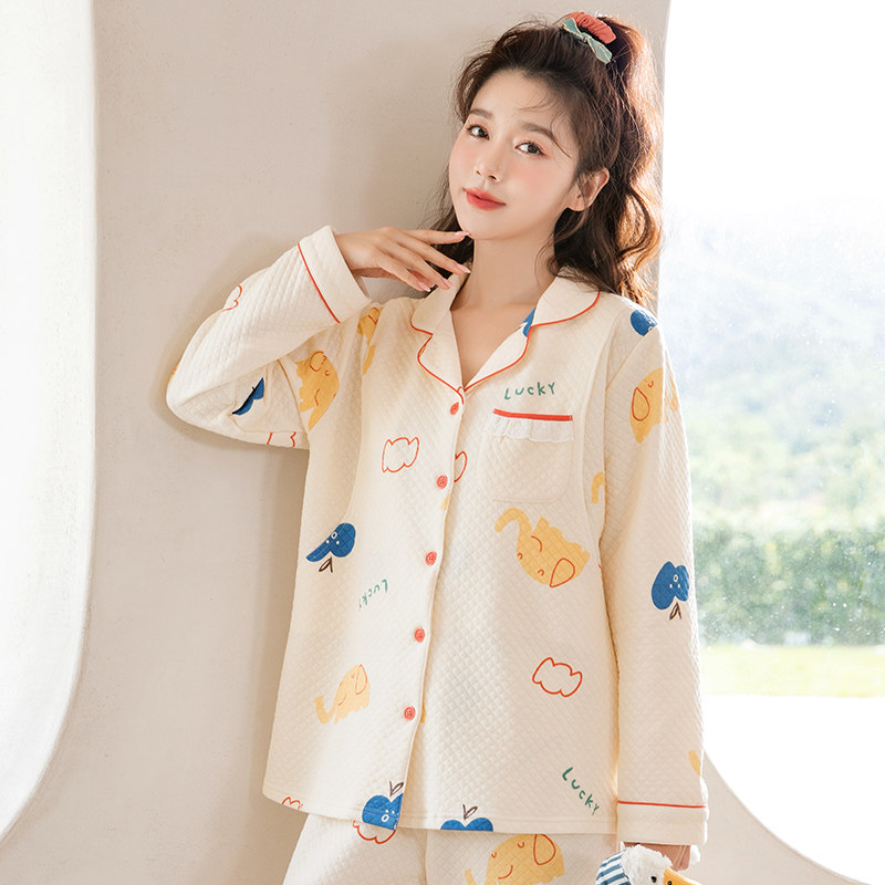家时光冬季空气棉月子服产后10睡衣 hthome家时光叙威家居服套装