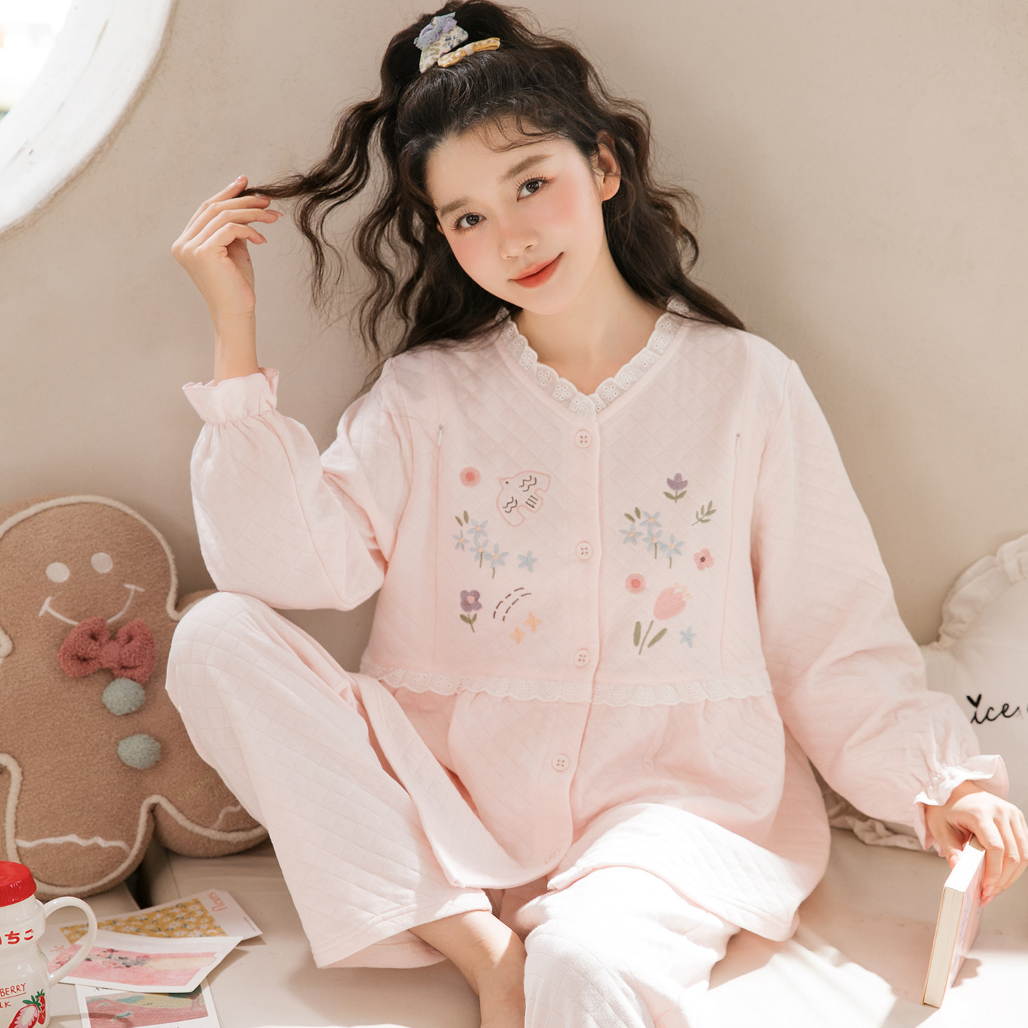 家时光月子服孕妇冬产后空气棉哺乳睡衣保暖产妇睡衣2月份3家居服,淘宝优惠券,粉丝福利购,淘宝优惠卷